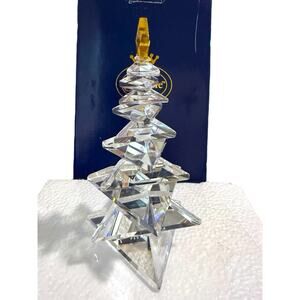 Sorelle 6.5” Modern Clear Glass Christmas Tree w/ Yellow Star Top U6-1573 in Box